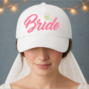 Modern Simple Bride Pink Golden Diamond Glittery 47 Brand Hat