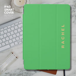 Modern Simple Bright Green and Gold Personalized iPad Air Cover