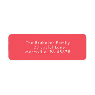 Modern Simple Bright Red & White Christmas Return Label