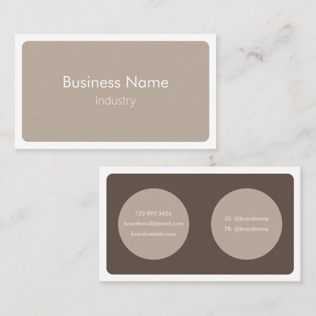 Modern Simple Brown Cream Minimalist Horizontal Business Card (Front/Back)