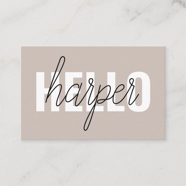 Modern Simple Brown Hello And You Name Business Card (Front)