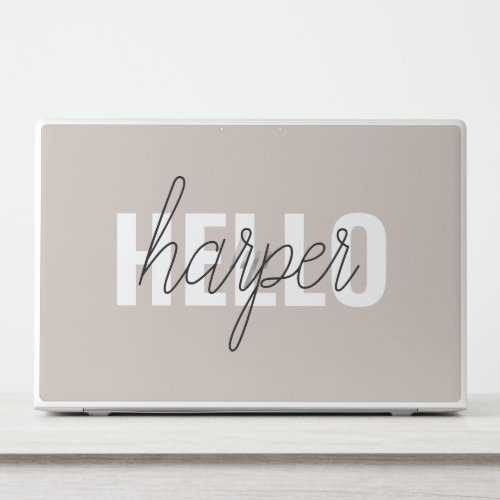 Modern Simple Brown Hello And You Name HP Laptop Skin