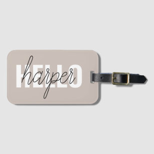 Modern Simple Brown Hello And You Name Luggage Tag