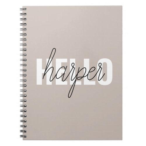 Modern Simple Brown Hello And You Name Notebook