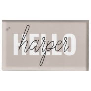 Modern Simple Brown Hello And You Name Place Card Holder at Zazzle
