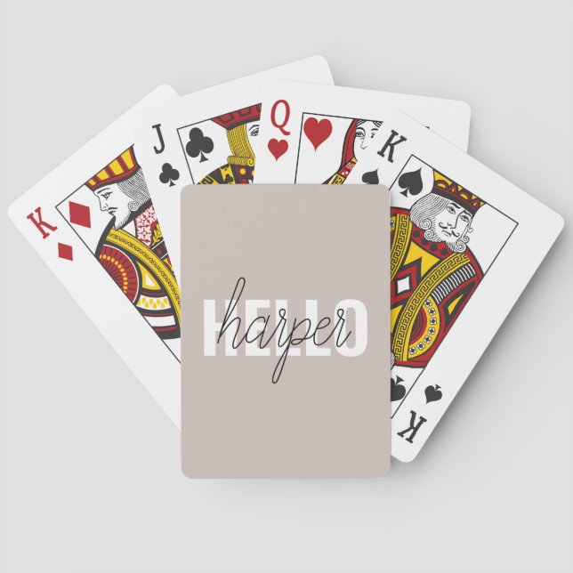 Modern Simple Brown Hello And You Name Poker Cards (Back)