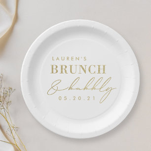 Modern Simple Brunch and Bubbly Bridal Shower Paper Plates