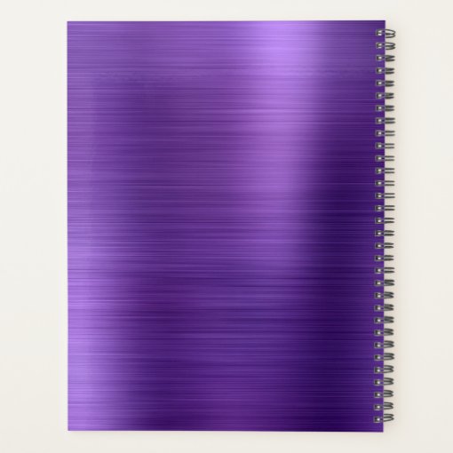 Modern Simple Brushed Metallic Purple Monogram Pla Planner | Zazzle