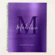 Modern Simple Brushed Metallic Purple Monogram Pla Planner | Zazzle