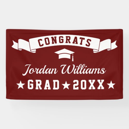 Modern Simple Burgundy Graduation Party 2024 Banner