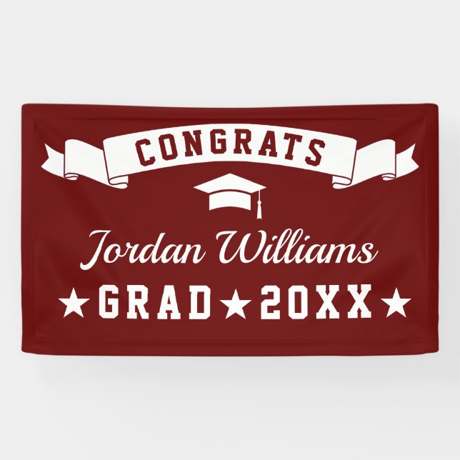 Modern Simple Burgundy Graduation Party 2026 Banner (Horizontal)