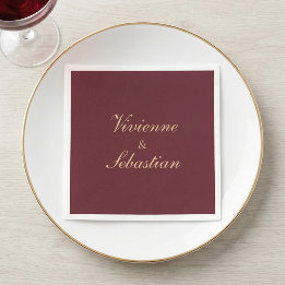 Modern Simple Burgundy Script Minimalist Wedding Napkins