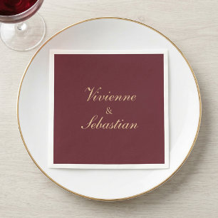 Modern Simple Burgundy Script Minimalist Wedding Napkins