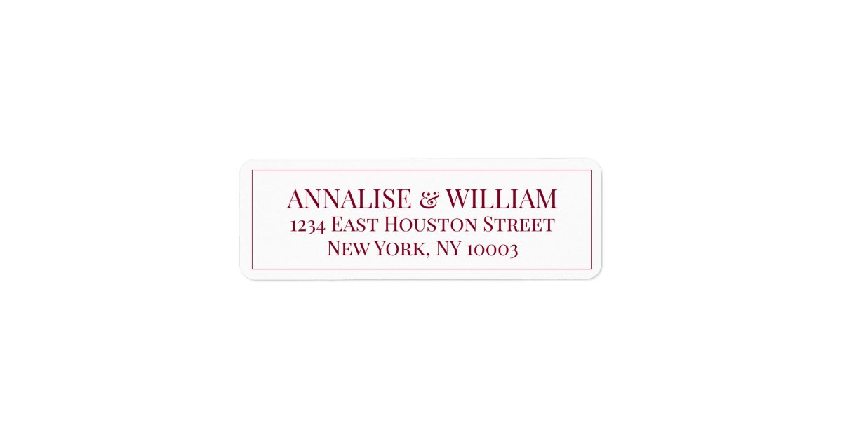 Modern Simple Burgundy Wine Wedding Return Address Label | Zazzle