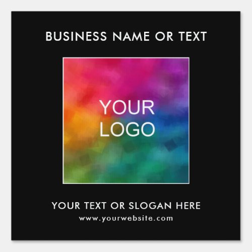 Modern Simple Business Logo Add QR Code Black Yard Sign