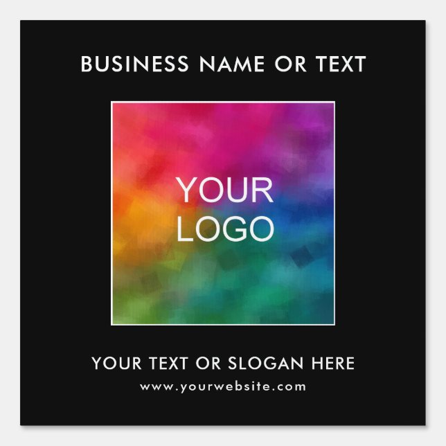 Modern Simple Business Logo Add QR Code Black Yard Sign (Front)
