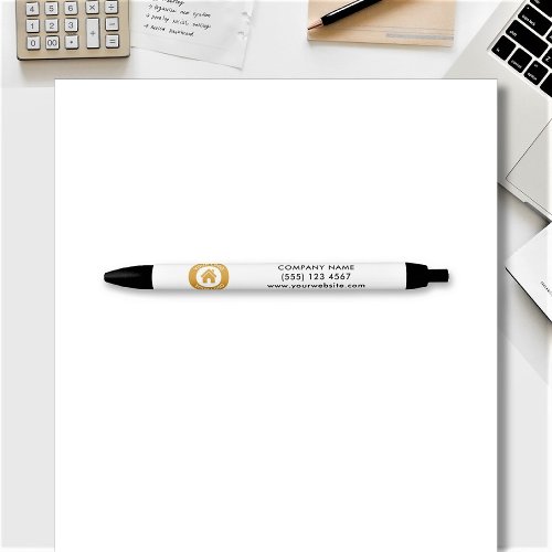 Modern Simple Business Logo  Custom Text Blue Ink Pen