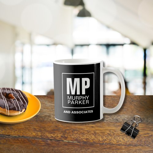 Modern Simple Business Monogram Logo Black White  Coffee Mug