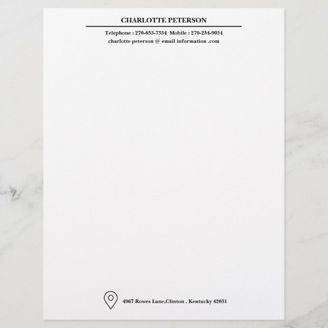 Modern Simple Business or Personal  Letterhead (Front)