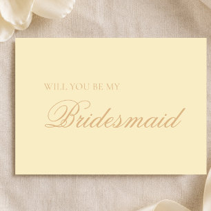 Modern Simple Butter Yellow Bridesmaid Proposal Card