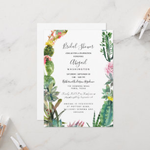 Modern Simple Cactus Succulent Bridal Shower Invitation