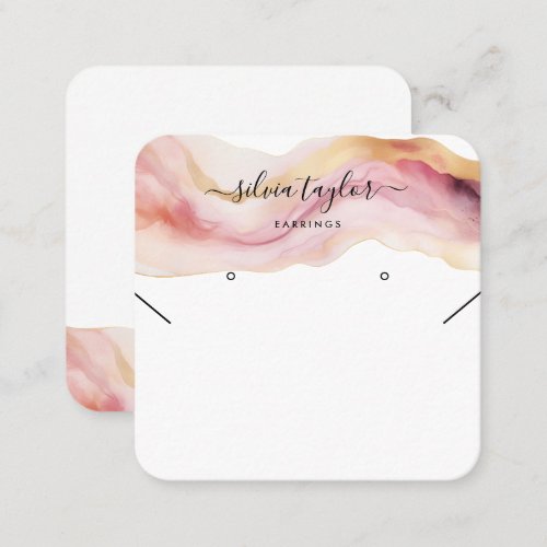 Modern Simple Calligraphy art Earring Necklace  Square Business Card