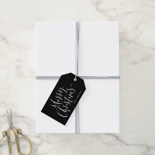 Modern Simple Calligraphy Merry Christmas Gift Tag