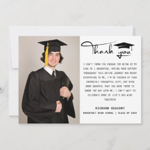 Modern Simple Calligraphy Photo Graduation  Thank You Card