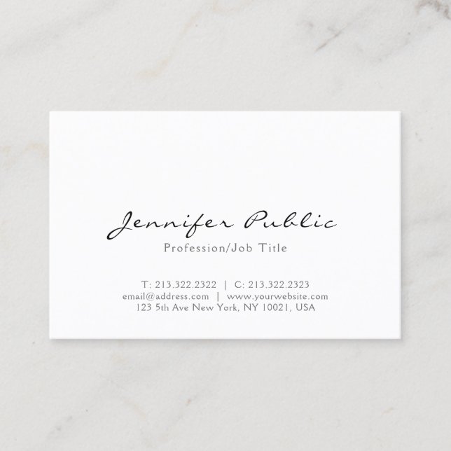 Modern Simple Calligraphy Script Gloss Euro Size Business Card (Front)