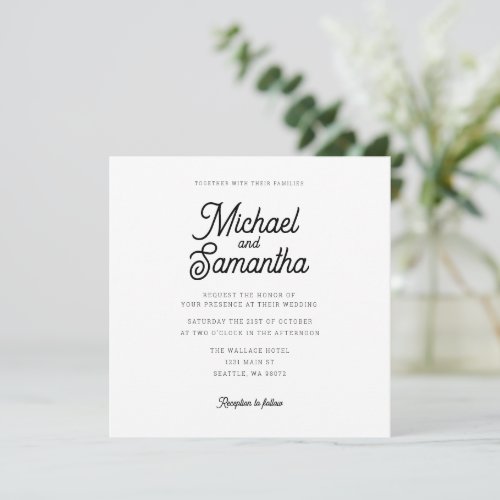 Modern Simple Calligraphy Script Wedding Invitatio Invitation