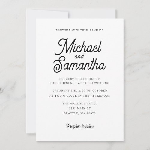 Modern Simple Calligraphy Script Wedding Invitatio Invitation