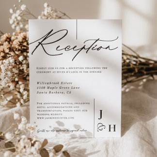 Modern Simple Calligraphy Script Wedding Reception Letterpress Enclosure Card