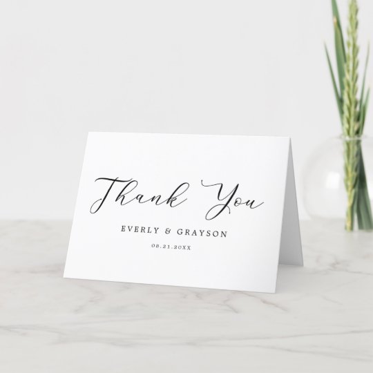 Modern Simple Calligraphy Wedding Thank You Card | Zazzle.com