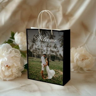 Modern Simple Calligraphy Wedding Welcome Medium Gift Bag