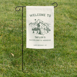 Modern Simple Camp Bachelorette Weekend Garden Flag