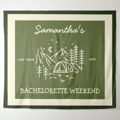  Modern Simple Camping Bachelorette Party Green Tapestry