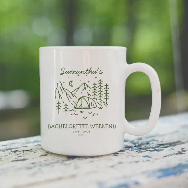 Modern Simple Camping Bachelorette Party Nature Coffee Mug | Zazzle