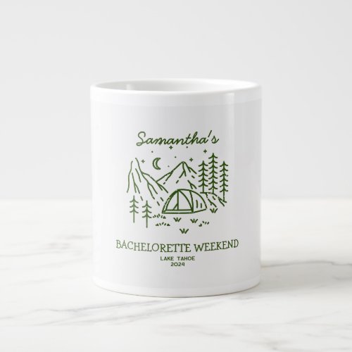 Modern Simple Camping Bachelorette Party Nature Giant Coffee Mug