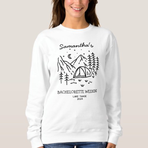 Modern Simple Camping Bachelorette Party Nature Sweatshirt