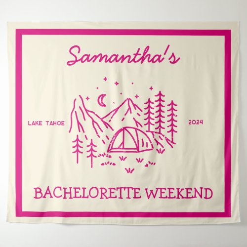 Modern Simple Camping Bachelorette Party Nature Tapestry