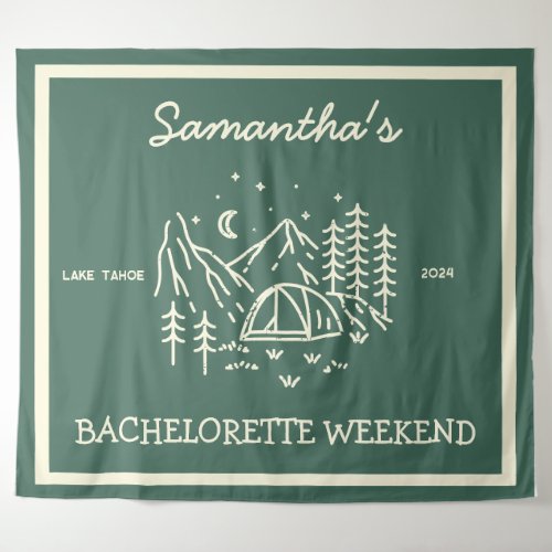 Modern Simple Camping Bachelorette Party Nature Tapestry