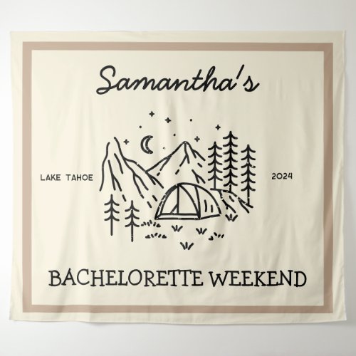 Modern Simple Camping Bachelorette Party Nature Tapestry