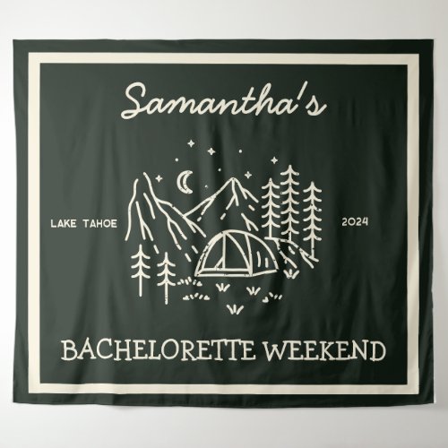 Modern Simple Camping Bachelorette Party Nature Tapestry