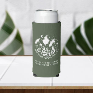 Modern Simple Camping Bachelorette Weekend Seltzer Can Cooler