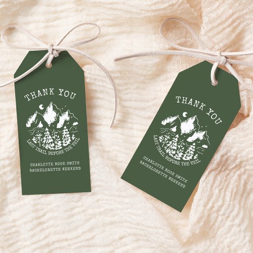 Modern Simple Camping Weekend Bachelorette Party Gift Tags