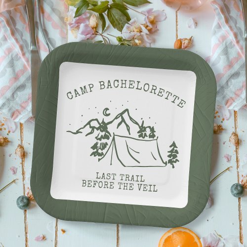 Modern Simple Camping Weekend Bachelorette Party Paper Plates