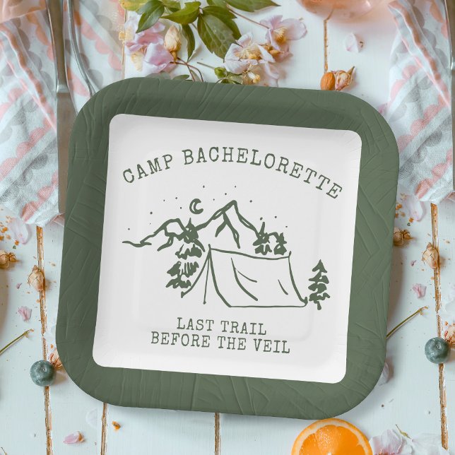 Modern Simple Camping Weekend Bachelorette Party Paper Plates (Creator Uploaded)