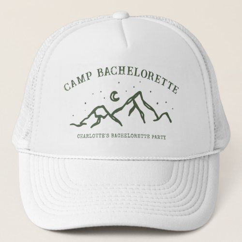 Modern Simple Camping Weekend Bachelorette Party Trucker Hat