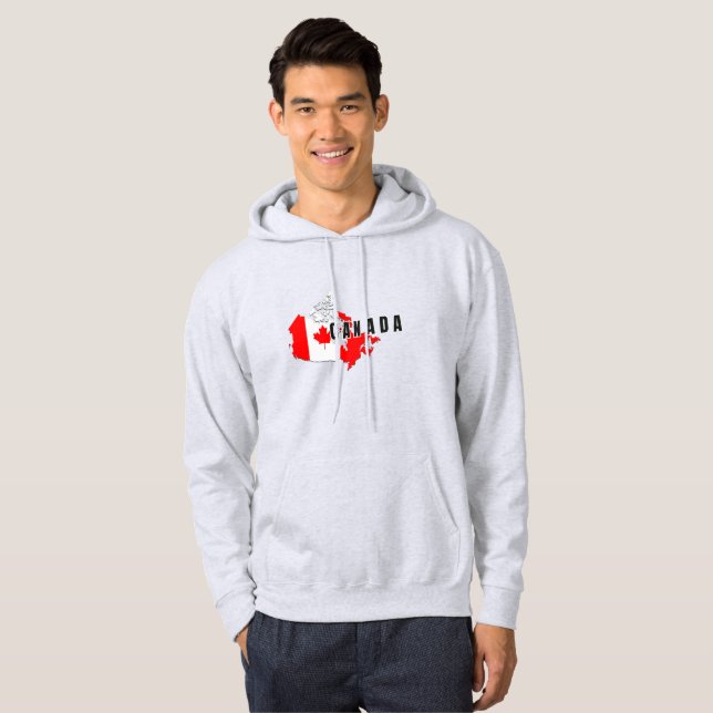 Modern Simple Canadian Canada Script map Flag  Hoodie (Front Full)