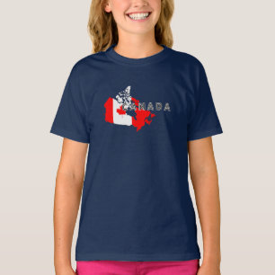 Modern Simple Canadian Canada Script map Flag T-Shirt